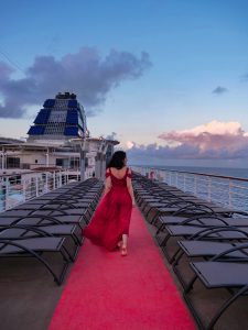 Cruise Guide: Celebrity Summit Revolution Renovations red gown on track