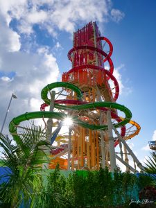 Royal cococay island Bahamas tallest waterslide in North America is Daredevil’s peak