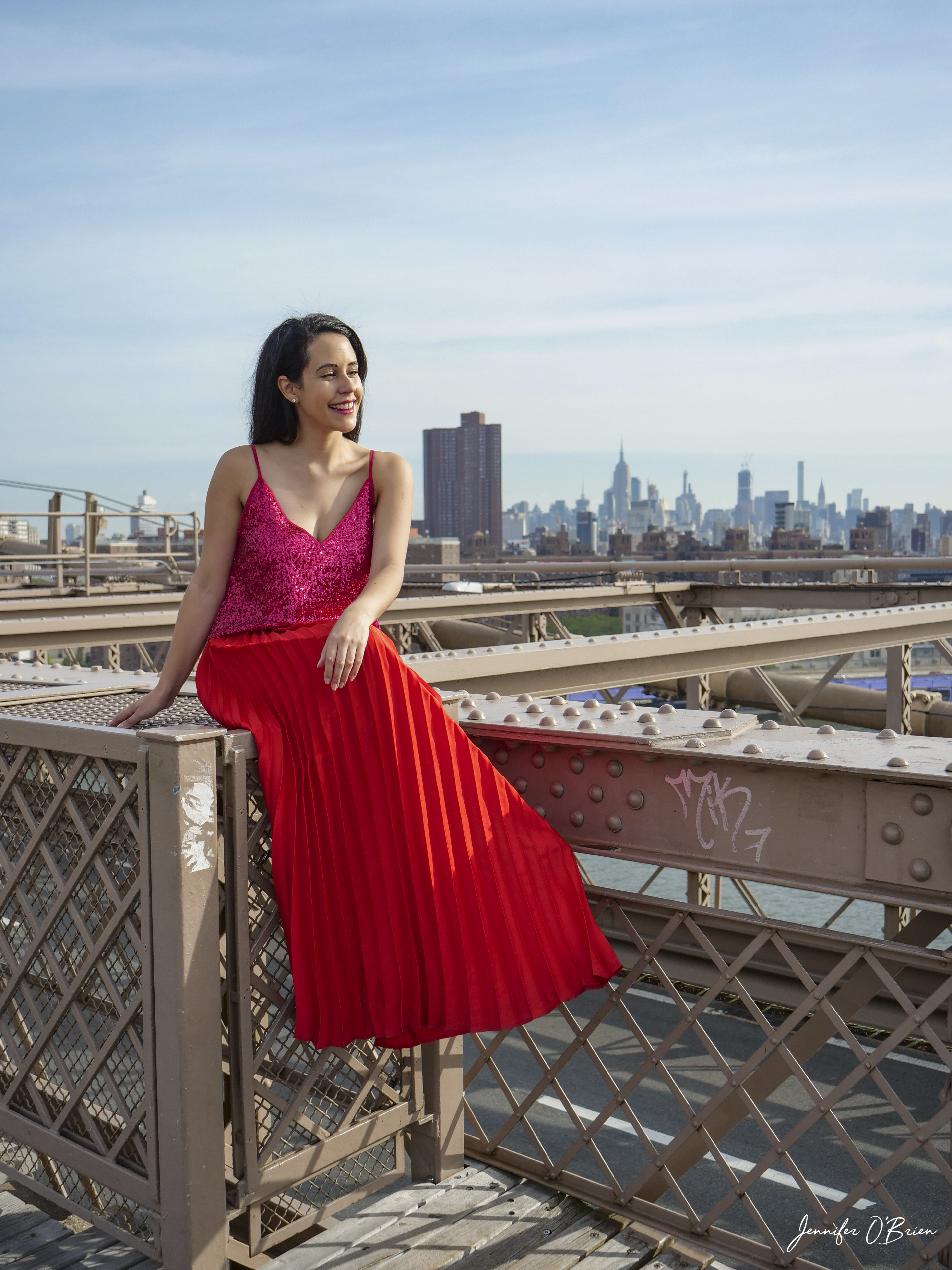 Top Instagram Photos of the Brooklyn Bridge The Travel Women Empire State Building girl in red