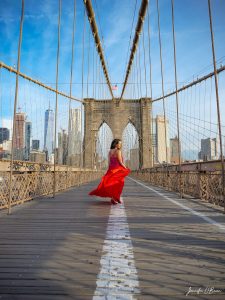 Top Instagram Photos of the Brooklyn Bridge The Travel Women girl in red dress