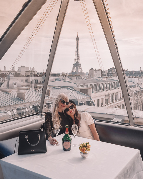Girls Trip Paris champagne dinner view Eiffel Tower view