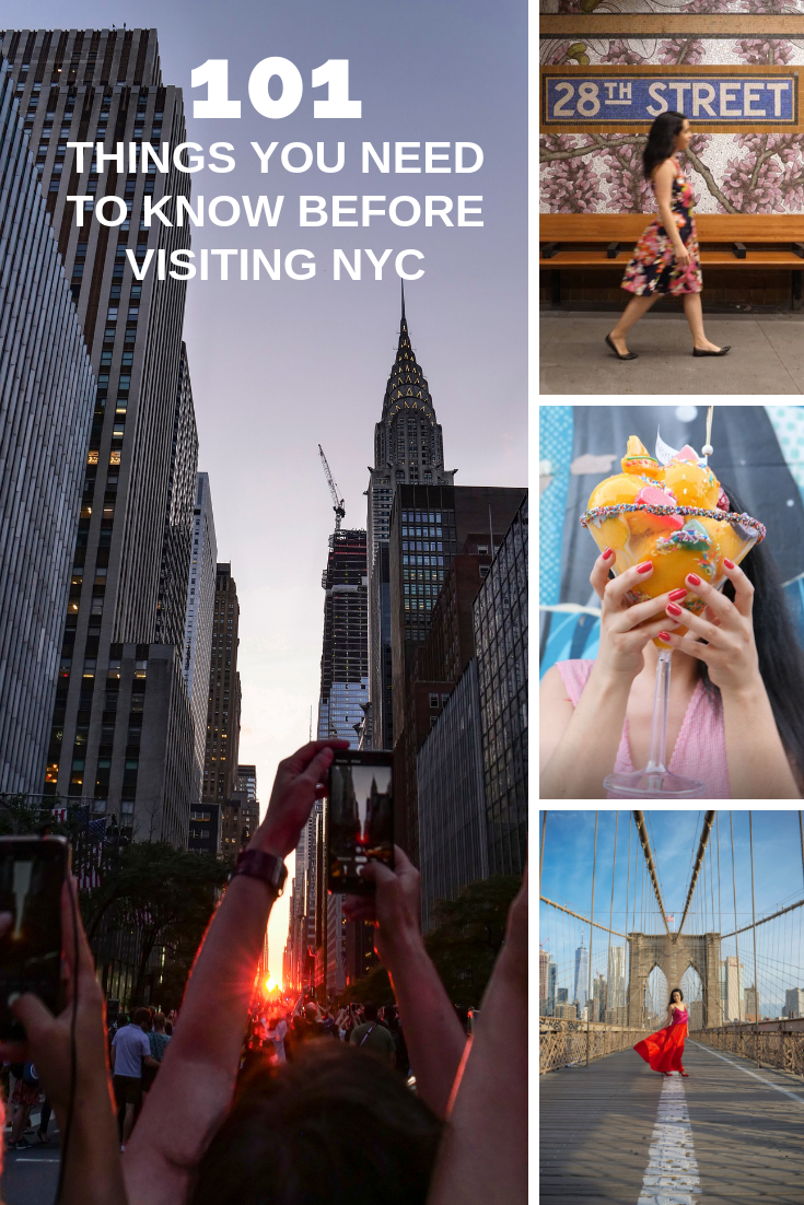 101 things to know before visiting NYC Manhattanhenge Brooklyn Bridge taxi Tipsy Scoop ice cream 28th street subway art