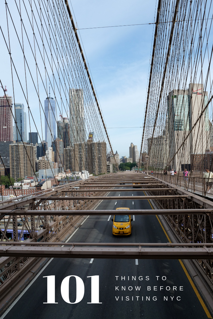 101 things to know before visiting NYC yellow taxi on the Brooklyn Bridge