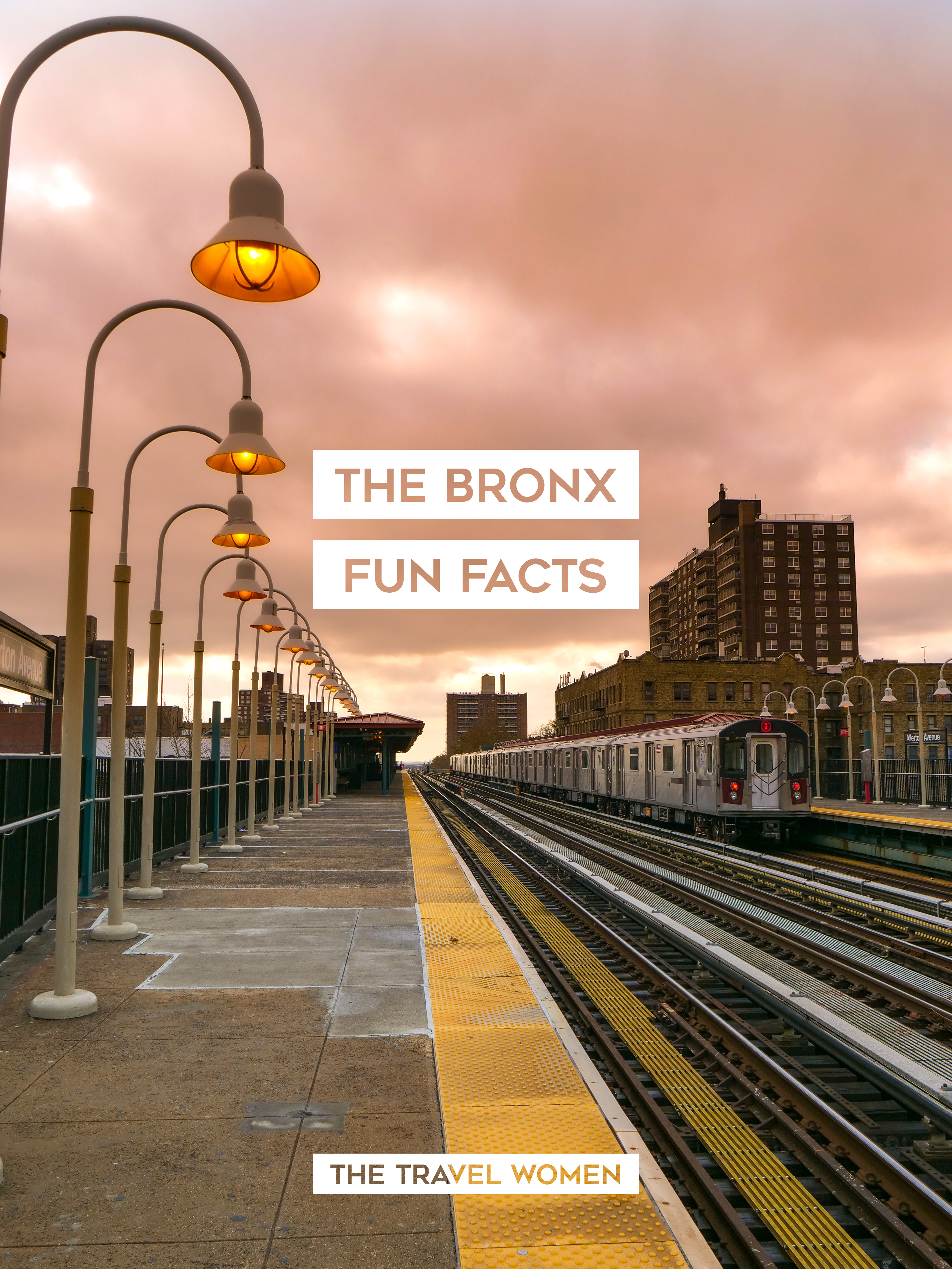The Bronx Fun Facts History things you don't know elevated subway train sunset pink clouds