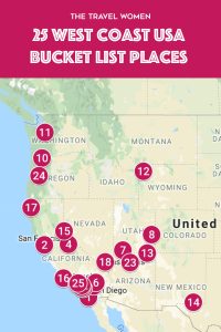25 bucket list west coast USA places custom map