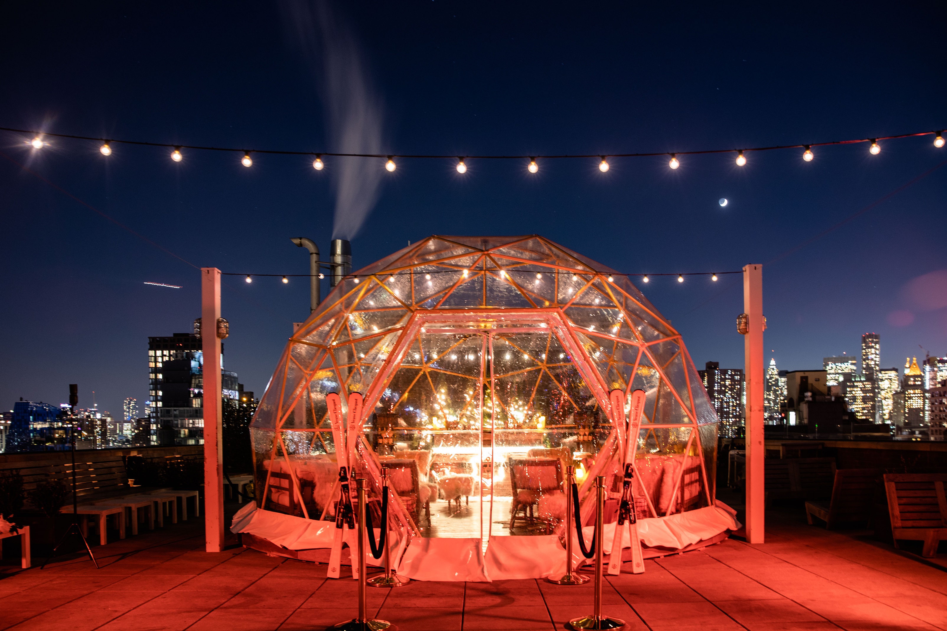 Clicquot Chalet at Mr. Purple Rooftop Holiday bar