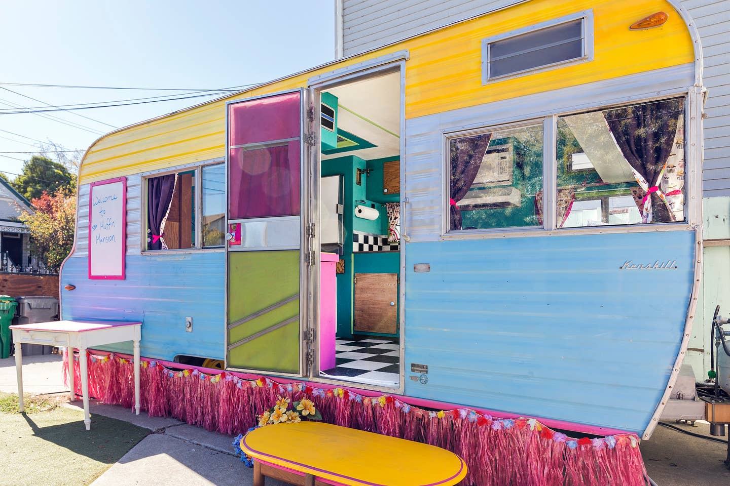 Most Unique USA Airbnbs vintage colorful caravan airstream painted exterior