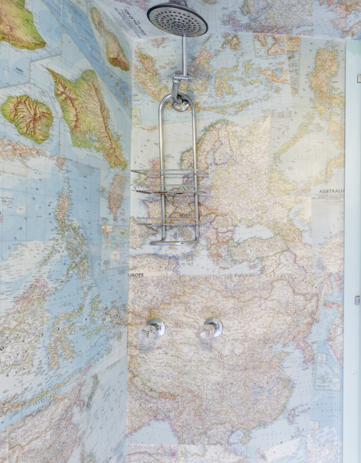 Most Unique USA Airbnbs vintage airstream San Francisco California map shower bathroom wallpaper