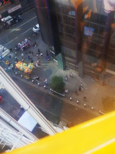 Times Square ferris wheel NYC hot dog stands view from the top